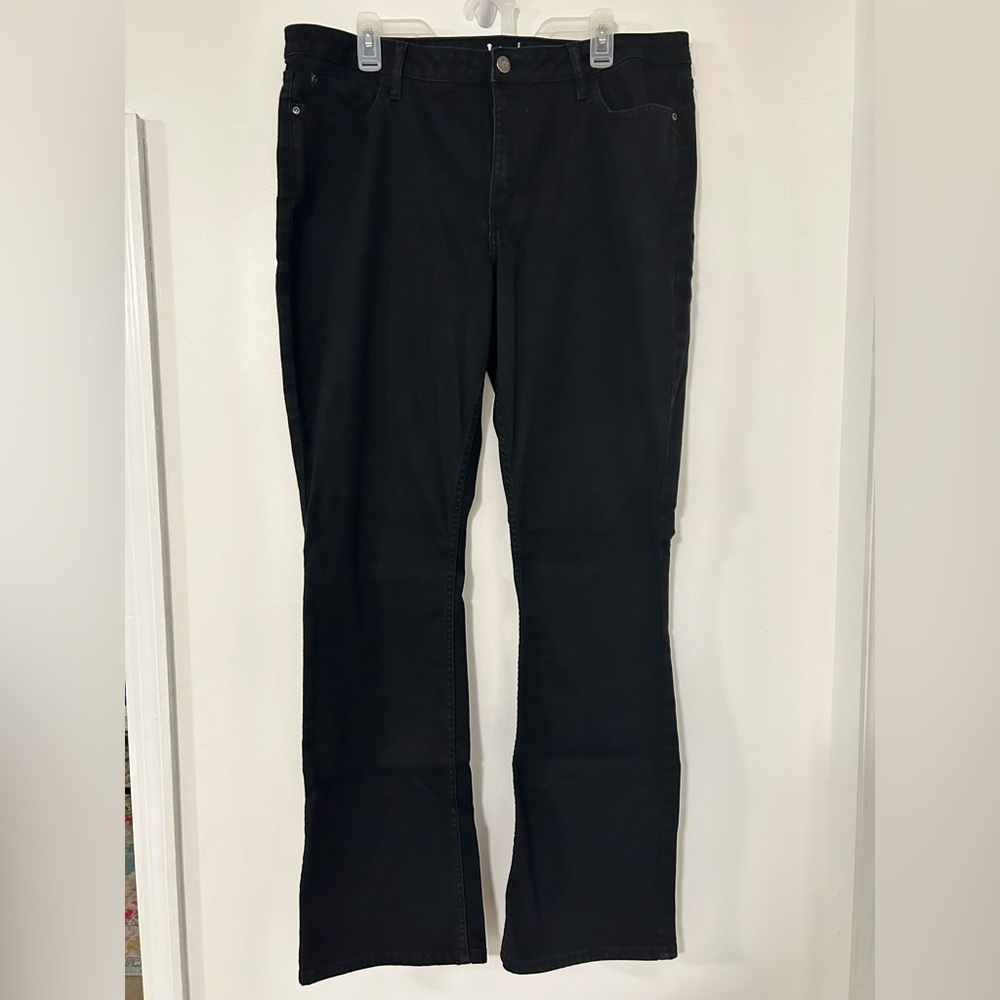 Riders by Lee Black Denim Jeans, Regular Fit, Midrise Boot Cut, size 18 Long